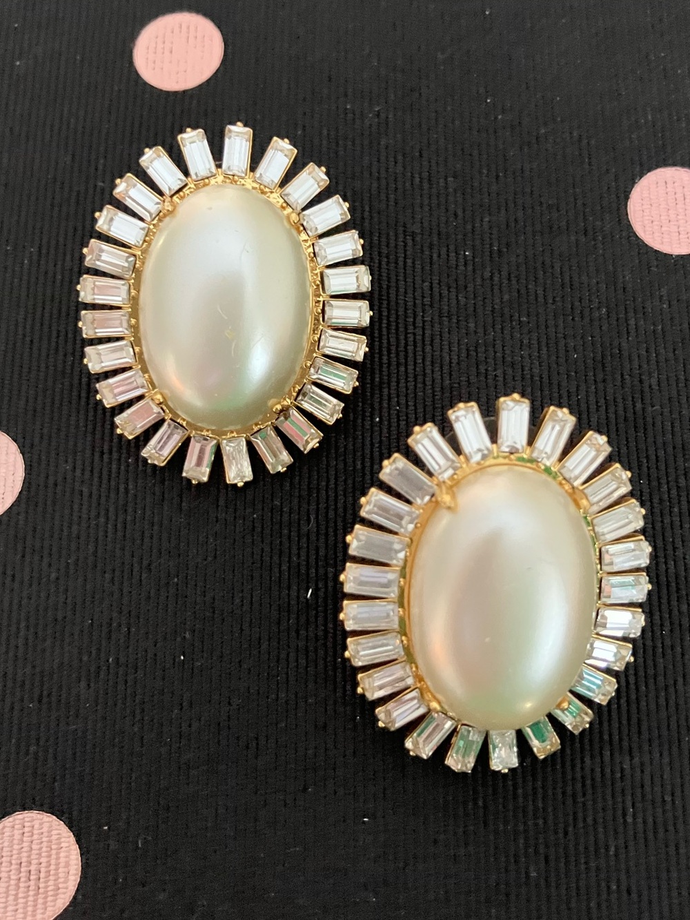 NWT J Crew Oversized faux-pearl and crystal stud earrings (Gold tone)